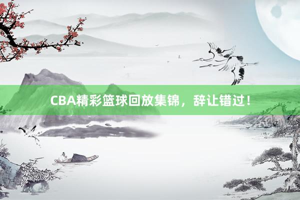 CBA精彩篮球回放集锦，辞让错过！